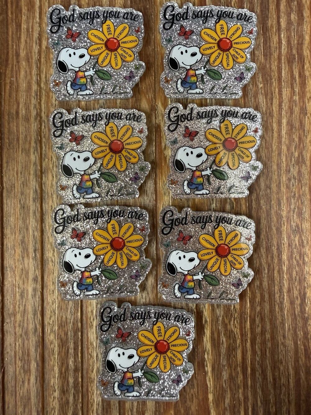7 Pc Snoopy Acrylic Flatbacks